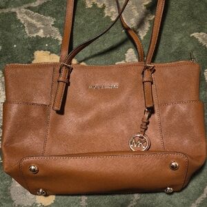 Michael Kors Medium Saffiano Leather Tote in Cognac